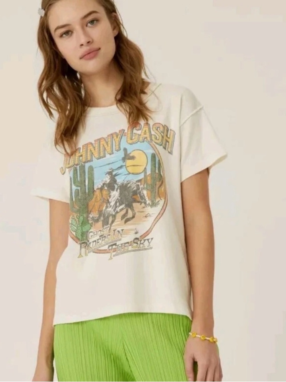 Daydreamer Johnny Cash Graphic Tee - Cream